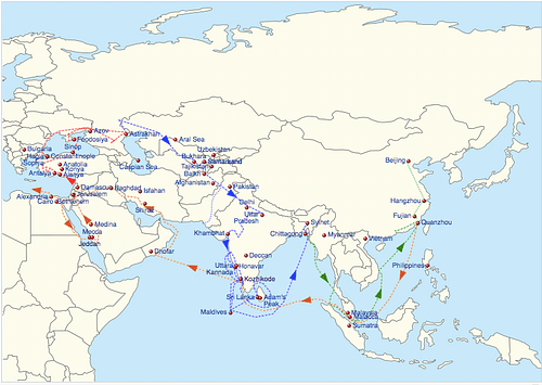 Map of Ibn Battuta's Travels, 1332-47 CE