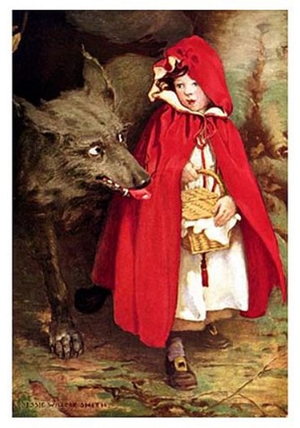 The Wolf & Little Red Riding Hood (by Unknown Artist, Public Domain)