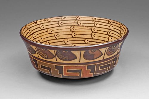 Nazca Bowl with Bean and Architectural Motifs