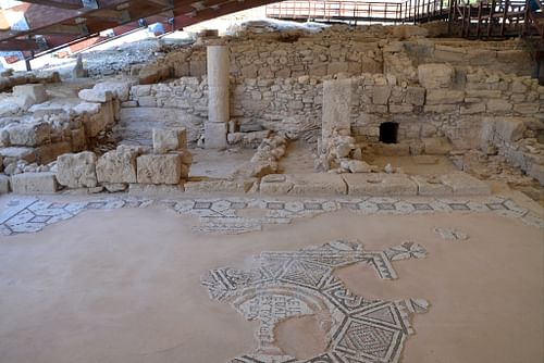 Mosaic with Welcoming Inscription in Kourion, Cyprus