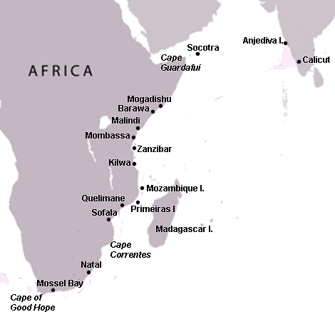 Mapa da Costa Suaíli