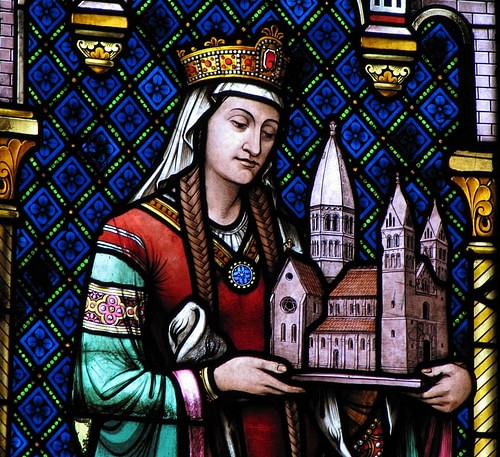 Depiction of Hildegard of Bingen in the St. Foy Church (by Ralph Hammann, CC BY-SA)