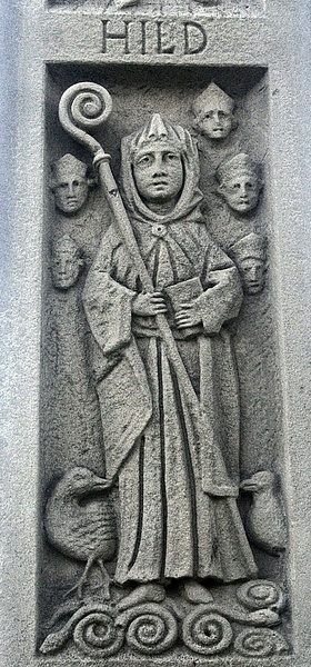 St. Hilda monument, Whitby (by Wilson44691, Public Domain)