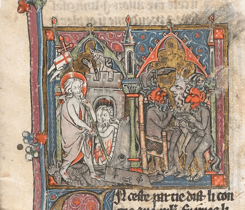 Devils Plotting the Birth of Merlin, Vulgate Cycle