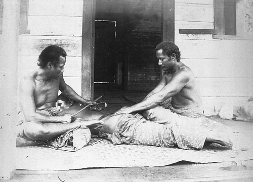 Samoan Tattooist Using Traditional Tools