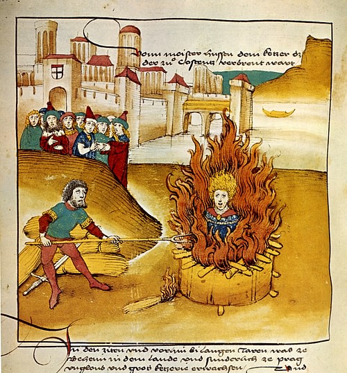Jan Hus Being Burnt at the Stake (by Fb78, Public Domain)