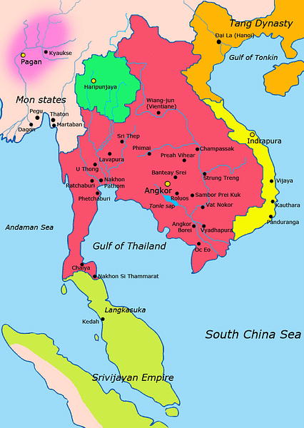 Khmer Empire c. 900 CE (by Javierfv1212, CC BY-SA)