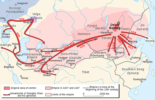 Map of the Campaigns of Genghis Khan