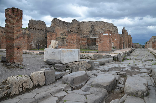 A Street in Pompeii with Stepping Stones & a Public Fountain
