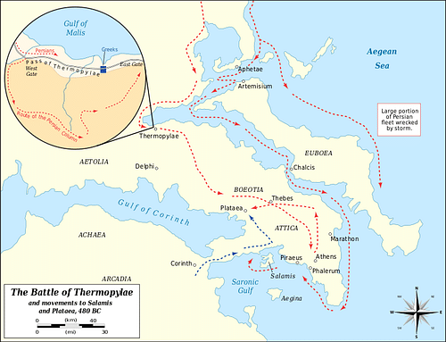 Battle of Thermopylae 480 BCE (by Dept. of History, US Military Academy, CC BY-SA)