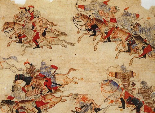 Mongol Warriors in Battle (by Unknown Artist, Public Domain)