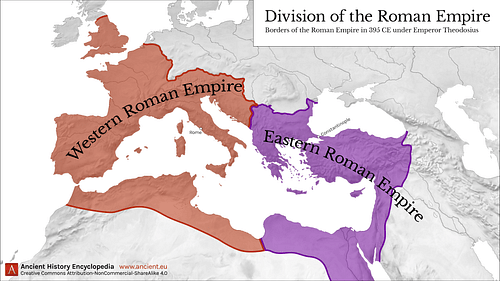 Western & Eastern Roman Empire, 395 CE