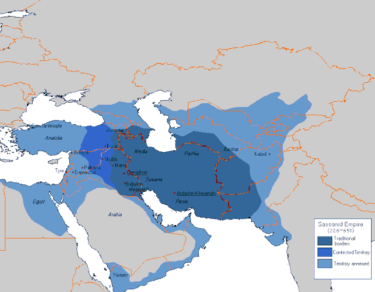 Territorial Expansion of the Sasanian Empire (by Dcoetzee, CC BY-SA)