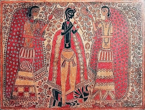 Krishna & Rada Madhubani Painting