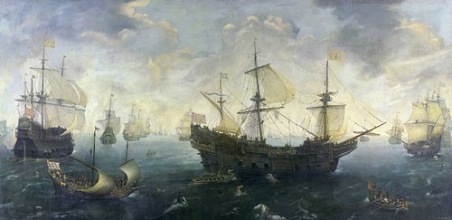 The Spanish Armada of 1588 CE By van Wieringen (by Cornelis Claesz van Wieringen, CC BY-NC-SA)