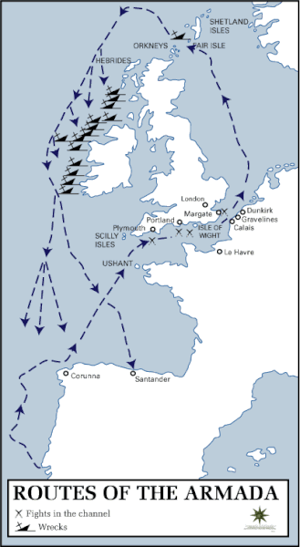 Route Map of the Spanish Armada