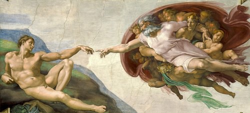 The Creation of Adam by Michelangelo (by Alonso de Mendoza, Public Domain)