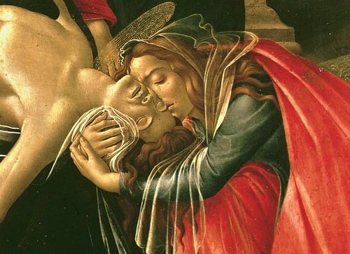 Detail of the Lamentation over the Dead Christ by Botticelli (by The Yorck Project, Public Domain)