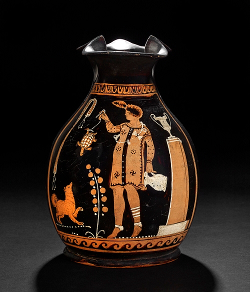 Red-figured Jug - Girl Playing with Tortoise