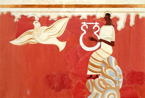 Lyre Player and Bird Fresco (by Leporello78, CC BY-SA)