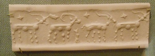 Cylinder Seal, Horned Animals (by Karen Barrett-Wilt, CC BY-NC-SA)