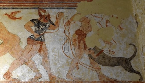 Phersu Game, Tomb of the Augurs, Tarquinia