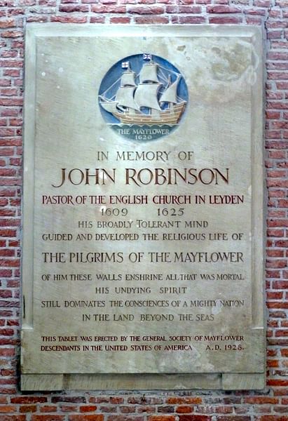 Mayflower Plaque in Leiden (by grevillea., CC BY-NC)