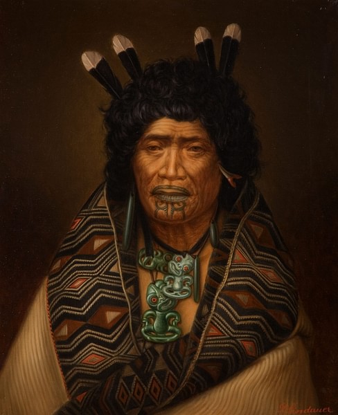 Portrait of Rangi Topeora Wearing Hei Tiki