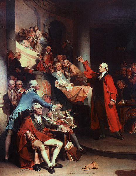 Patrick Henry Before the Virginia House of Burgesses (by Peter F. Rothermel, Public Domain)