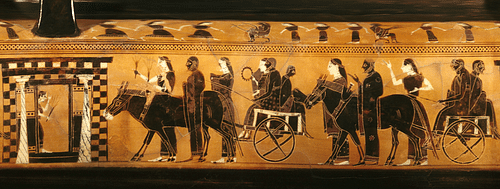 Terracotta Lekythos Depicting a Wedding Procession
