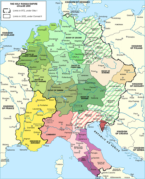 Map of the Holy Roman Empire, 972-1032 CE