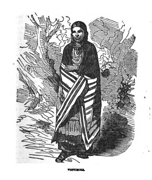 19th-century Drawing of Weetamoo (by John Frost, Public Domain)