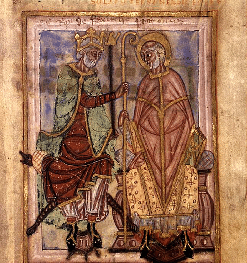 Audomar of Thérouanne & Dagobert I (by Unknown Artist, Public Domain)