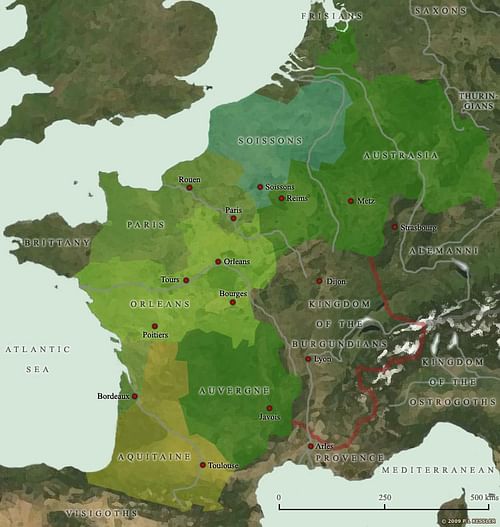 Map of the Frankish Kingdoms AD 511
