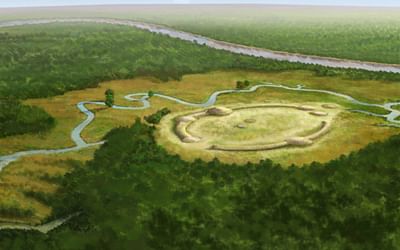 Artist's Conception of Watson Brake Mounds, Louisiana