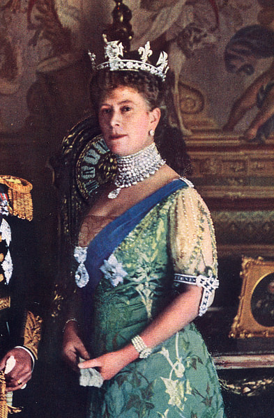 Queen Mary Wearing the Cullinan Diamonds