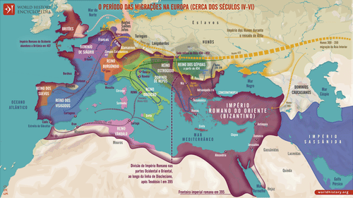 Mapa do Período das Migrações na Europa nos Séculos IV–VI (by Simeon Netchev, CC BY-NC-ND)