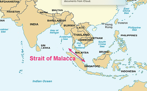 Map of the Strait of Malacca