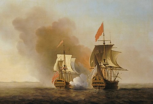 Capture of the Nuestra Señora de Cavadonga (by Samuel Scott, Public Domain)