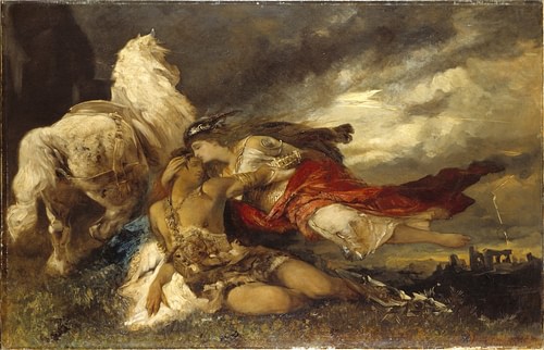 Valhalla 1 Mitolojiler.com Valkyrie and a Dying Hero