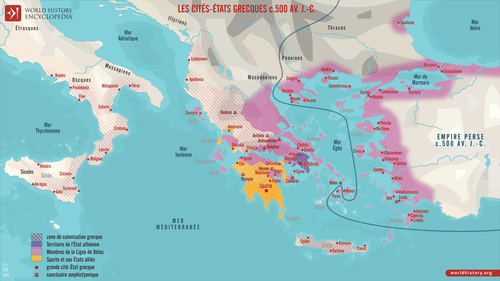 Carte des Cités-États grecques vers 500 avant J.-C. (by Simeon Netchev, CC BY-NC-ND)