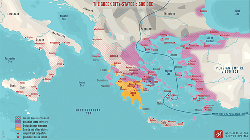 The Greek City-states c. 500 BCE (by Simeon Netchev, CC BY-NC-SA)