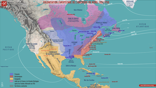 Carte de la colonisation européenne de l'Amérique du Nord, 1492-1750 (by Simeon Netchev, CC BY-NC-ND)