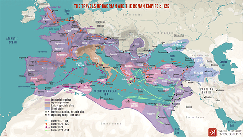 The Travels of Hadrian across the Roman Empire c. 125 CE