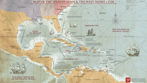The Spanish Main & the West Indies c.1720 (by Simeon Netchev, CC BY-NC-SA)