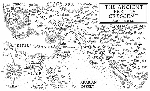 A Map of the Ancient Fertile Crescent (From the Novel The Jericho River)