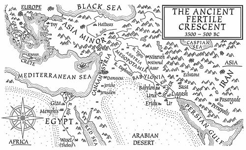 A Map of the Ancient Fertile Crescent (From the Novel "The Jericho River")