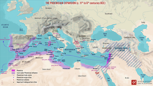 Финикийская экспансия c. 11-6 века до н.э.