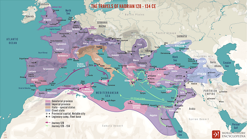 The travels of Hadrian 128-134 CE