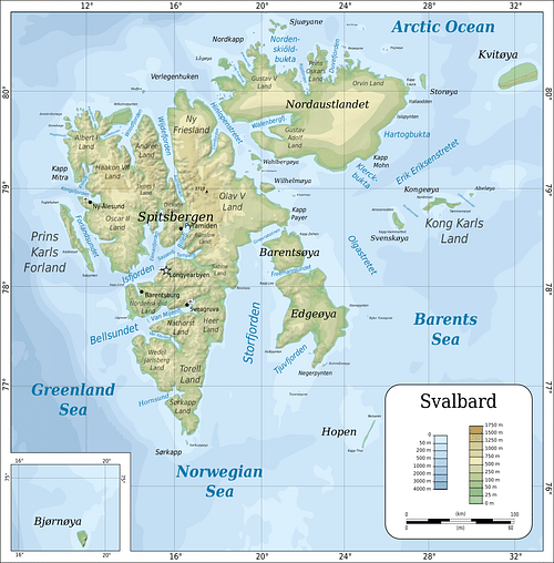 Mapa topográfico de Svalbard